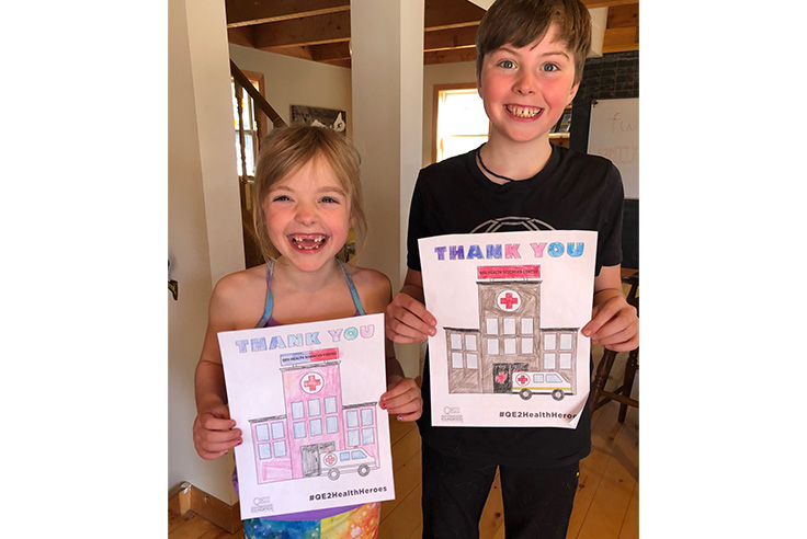 Logan and Nora from Hubbards showing their #QE2HealthHeroes appreciation! 