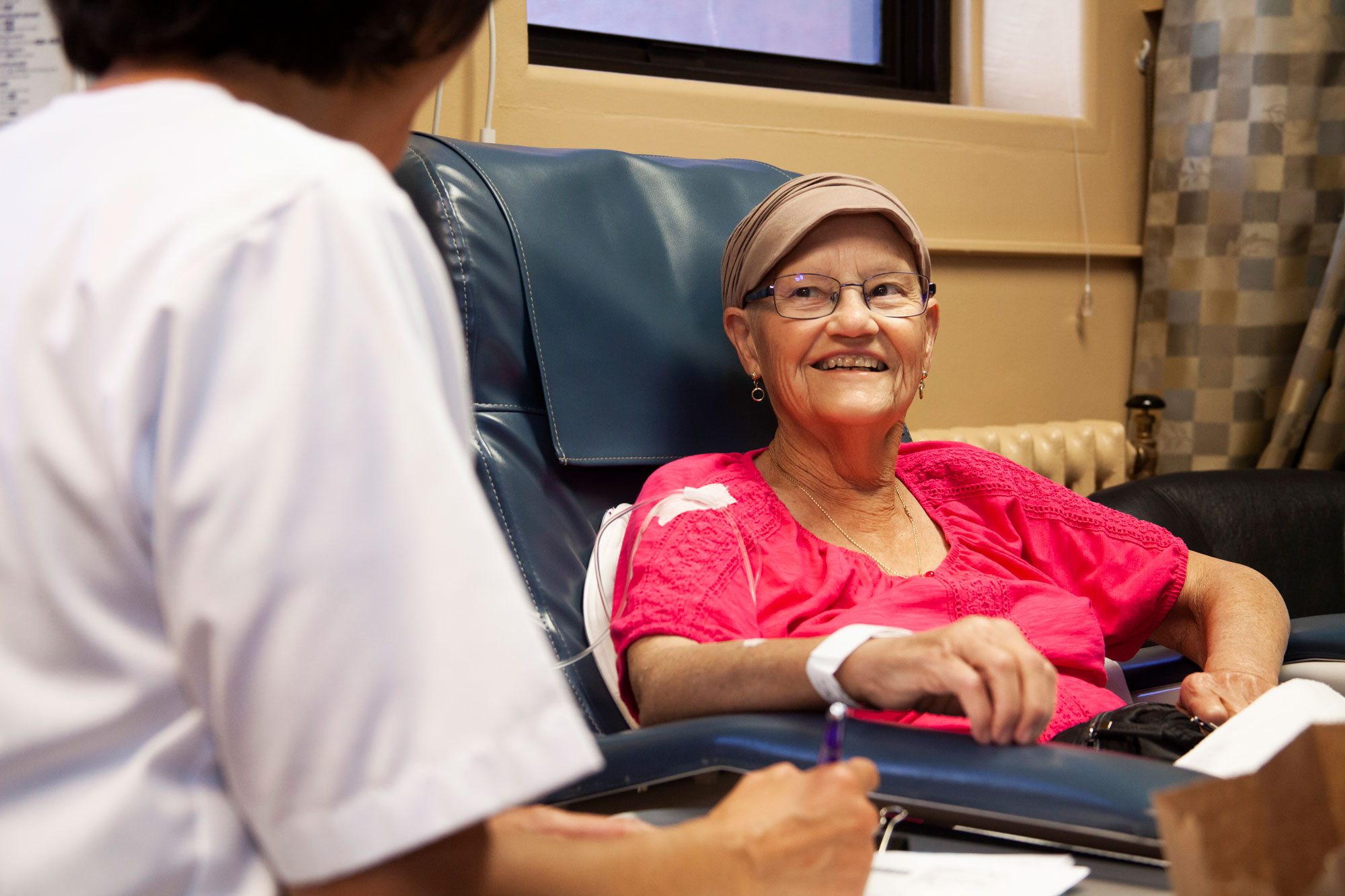 A senior lady smiling