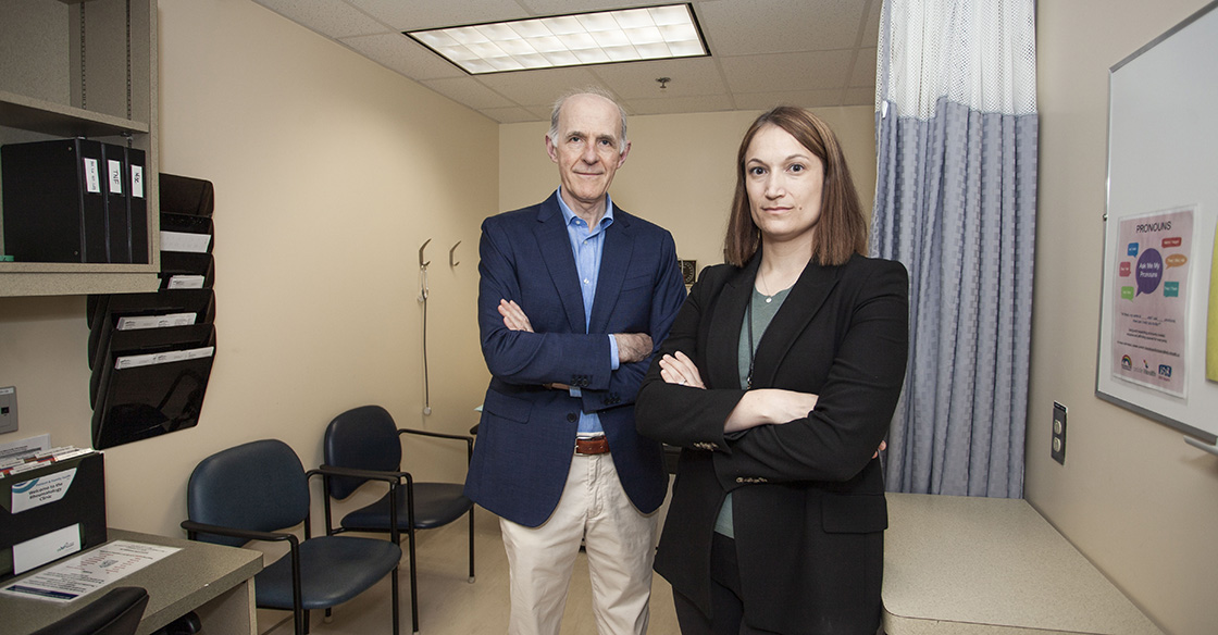 QEII rheumatologists, Dr. John Hanly (left) and Dr. Alexandra Legge (right), are grateful to the Quigley family and other QEII Foundation donors for their generous support of arthritis research and care at the QEII Health Sciences Centre. (Darren Hubley - QEII Foundation