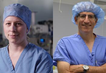 Dr. Christine Herman (left), QEII cardiac and vascular surgeon, and Dr. Greg Hirsch (right)