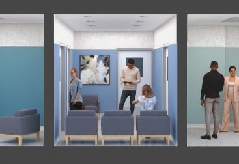 Artist rendering of the new treatment and waiting rooms within the Psychiatric Emergency Care Suites