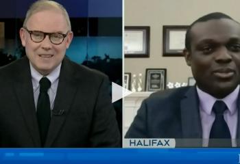 Screenshot of CTV news segment, featuring CTV host, Todd, and Dr. Vincent Agyapong