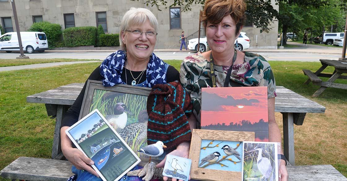 Mary Nowee of Not Me Art Gallery, and Meg McCallum, artist and QEII staff member