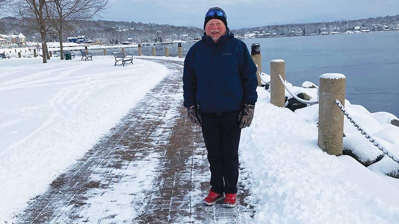 Starr MacMullin enjoys his daily walks along the Bedford waterfront