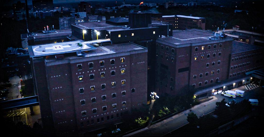 The Halifax Infirmary seen from a drone viewpoint