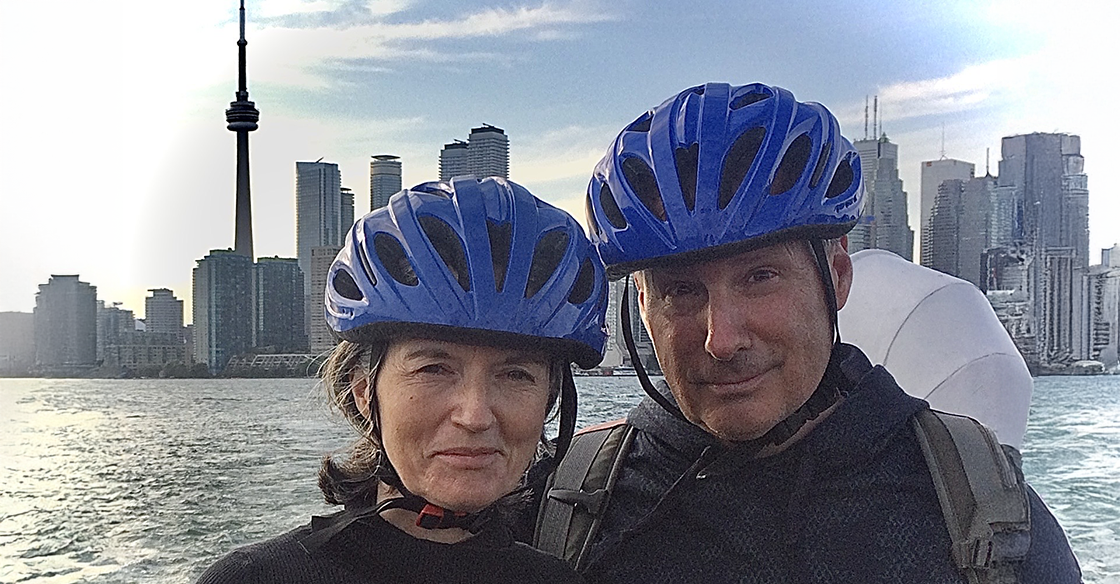 The Wilsons enjoying a bike ride on vacation.