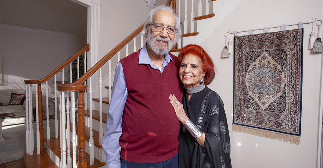 The Kanwals stand the entry way of their beautiful home in Dartmouth. 