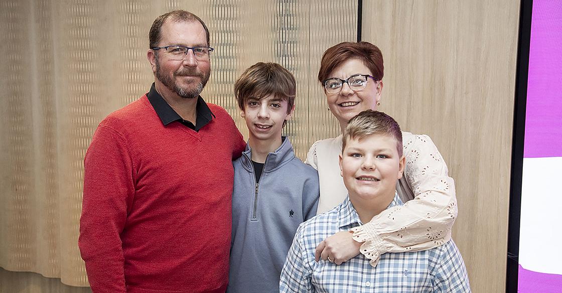 Fransa Emslie, a NICHE participant and registered nurse, with her family at the 2025 funding announcement celebrating Scotiabank’s $500K gift through ScotiaRISE.