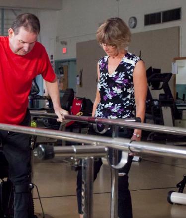 Rehab patient learning how to walk