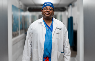 Dr. Gala-Lopez in QEII hallway