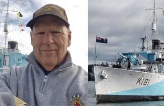Stuart Lorriman, pictured with the HMCS Sackville, where he volunteers as a tour guide.