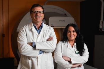 Dr. Steven Burrell, QEII’s head of Nuclear Medicine, and Natasha Warwick, chief nuclear medicine technologist