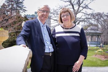 Tom and his wife, Ann, pictured on a sunny day at the Public Gardens